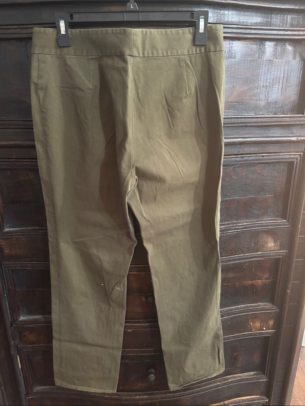 Lauren Ralph Lauren Olive Green Straight-Leg Pants with Gold Zippers - Picture 2 of 6